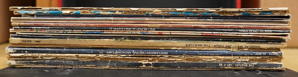 Sixteen LP record albums, including seven Beatles related albums with some U.S. releases, including; Introducing the Beatles (LP1062), Let It Be, Beatles Second Album, Beatles ‘65, Magical Mystery Tour, etc. together wit